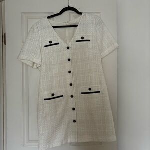 Loft white and black tweed mini dress